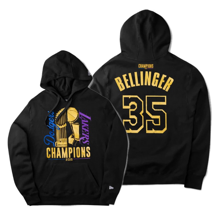 Men's Los Angeles Lakers Cody Bellinger #35 NBA Dodgers 2020 Dual Finals Champions Black Basketball Hoodie UCF2083DE